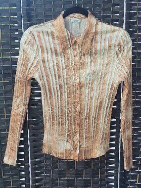 Caché Vintage Women's Long-Sleeved Crinkle Blouse
